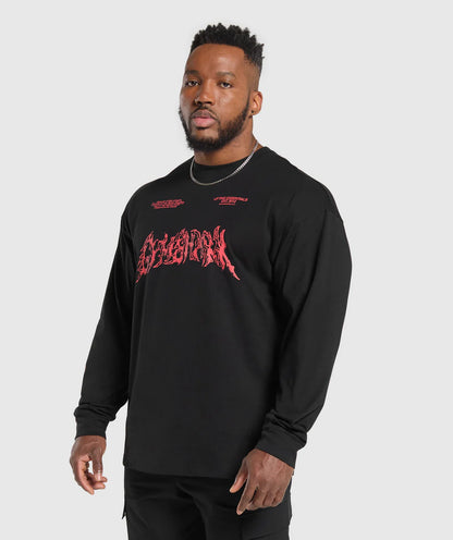 Metal Lifting Graphic Long Sleeve T-Shirt