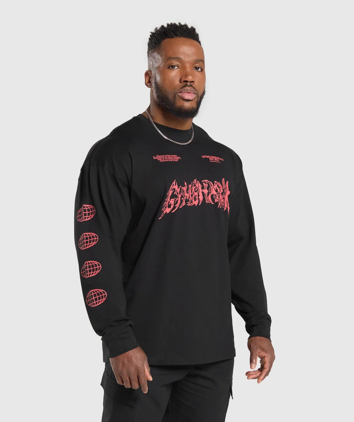 Metal Lifting Graphic Long Sleeve T-Shirt