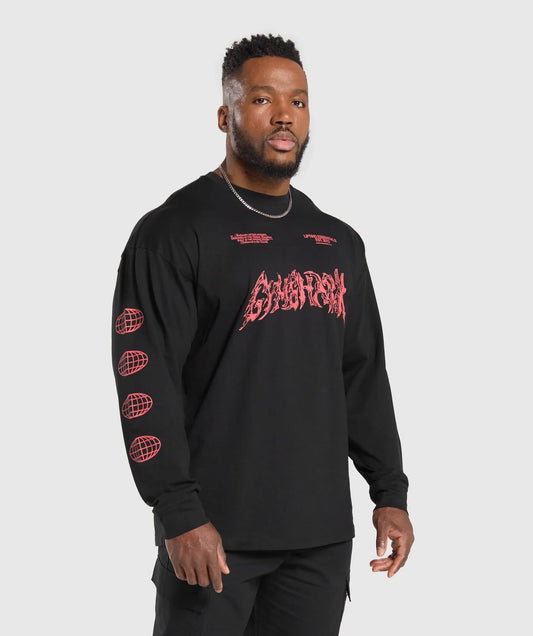Metal Lifting Graphic Long Sleeve T-Shirt